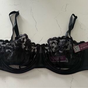 NWT Gorgeous Adore Me Black Lace Underwire Balconette Bra, 36C